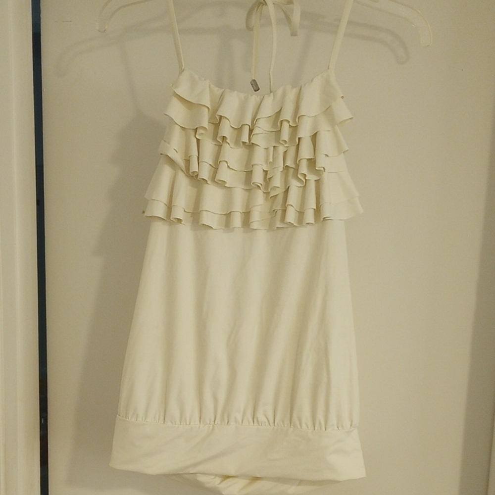 Cream Ruffled Halter Top - Picture 1 of 6
